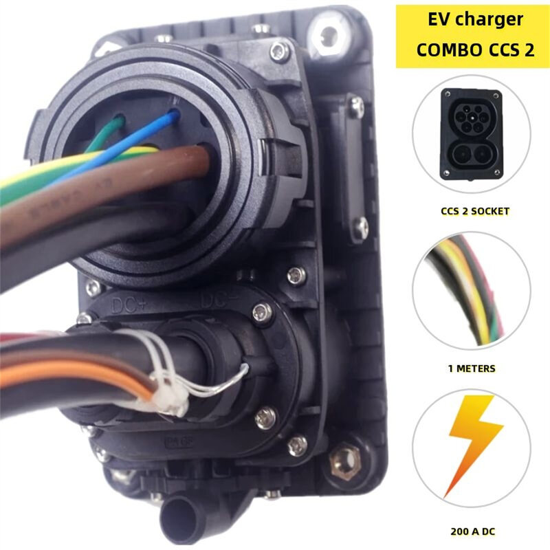 Ccs combo ev carregador conector ccs 2 soquete 200a dc com 1m cabo evse ccs combo 2 ev tomada rápida para acessórios do carro elétrico