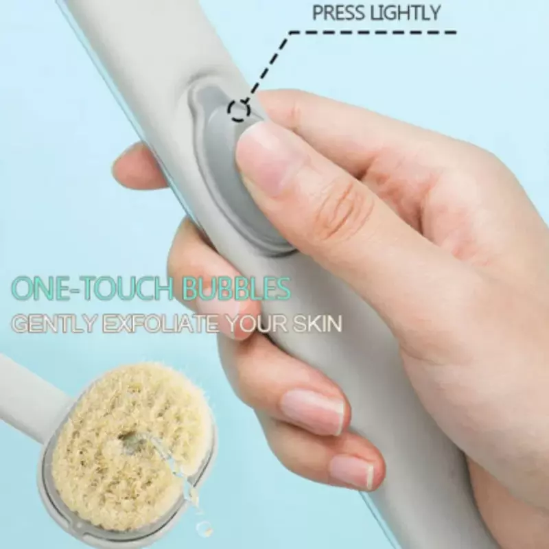 1pc Long Handle Liquid Bath Brush Exfoliating Scrub Body Scrubber Back Massager Cleaning Tools Shower Sponge Bathing Accessories