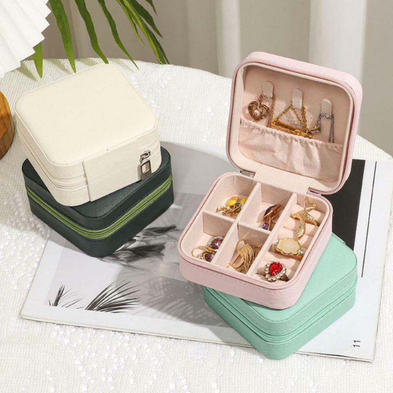 Criativo jóias organizador de couro portátil caixa de armazenamento de jóias orelha brincos anel de embalagem exibição caixa de armazenamento de jóias