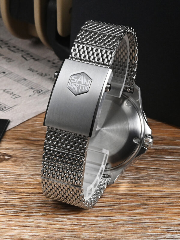 San Martin-Relógio mecânico original masculino, NH35, 3H Date, AR Sapphire Crystal, 20Bar Dive, Luxury Fashion, 40mm, SN0118