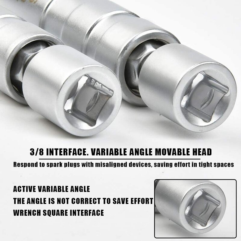 Universal Flexível Spark Plug Wrench, Magnetic Spark Plug, Removedor De Chave De Soquete, Ferramenta Instalador, 2 Pcs