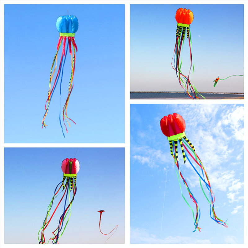 Gratis Ongkir 8M แมงกะพรุนขนาดใหญ่ Kites Flying Octopus รอกชักว่าวไนลอน Ripstop ผ้า Kevlar Line Paragliding ของเล่นผู้ใหญ่ Kites