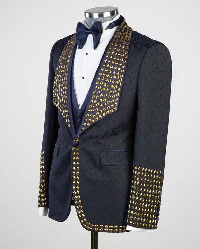 Blazer de 2 peças masculino e conjunto de calças pretas, terno de cristais, casaco single breasted, jaqueta personalizada, noivo do escritório, smoking de casamento