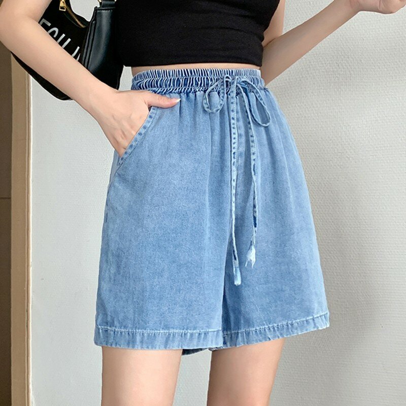 Women Summer Casual Jeans New Arrival 2024 Simple Style Solid Color Denim Basics Thin Female Knee Length Short Pants W1710