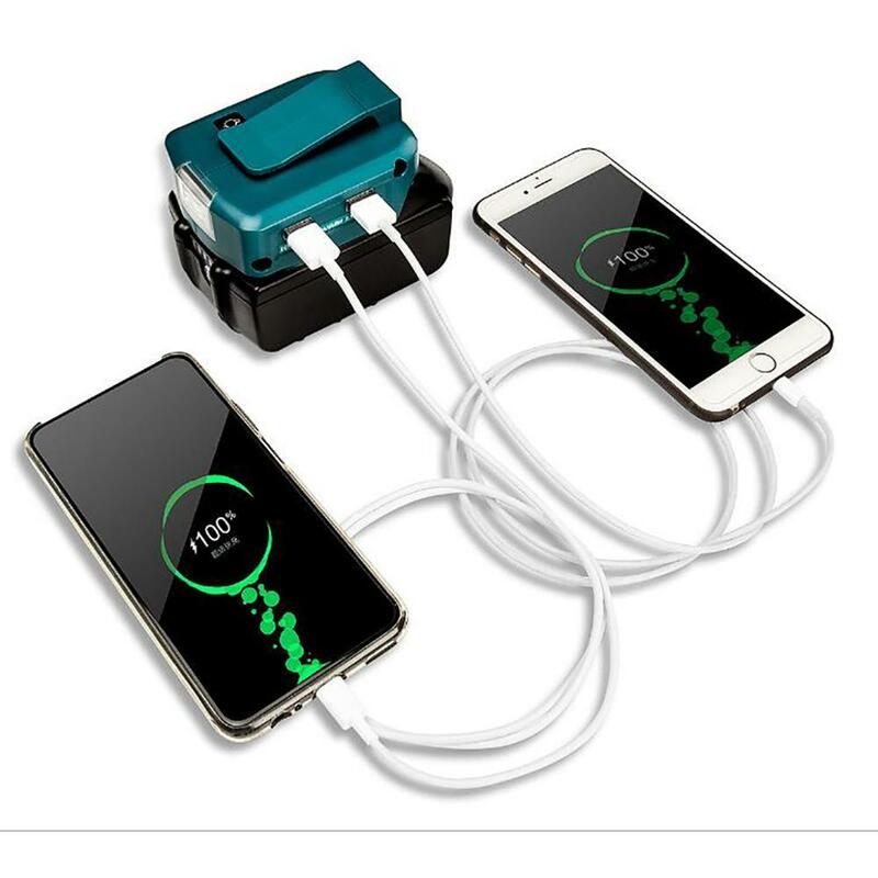 アダプター付き携帯電話用LEDワークランプ,USB充電器,DC 12V,MAKita 14.4v 18v,リチウムイオンバッテリー,bl1830