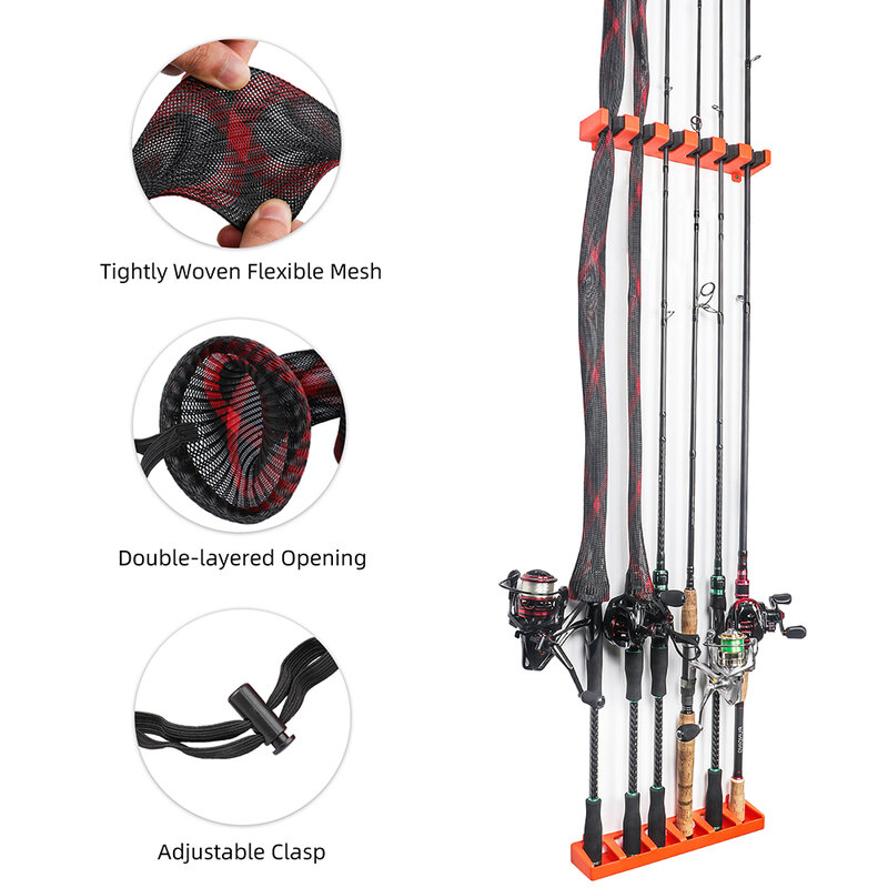 RUNCL-soporte Vertical para caña de pescar, estante montado en la pared para garaje, herramientas de almacenamiento de hasta 6 cañas