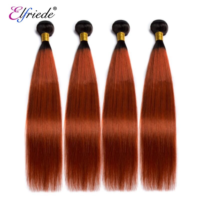 Elfriede #1B/350 Straight Precolored Human Hair Bundles Brazilian Remy Human Hair Extensions 3/4 Bundles Deals Human Hair Weaves