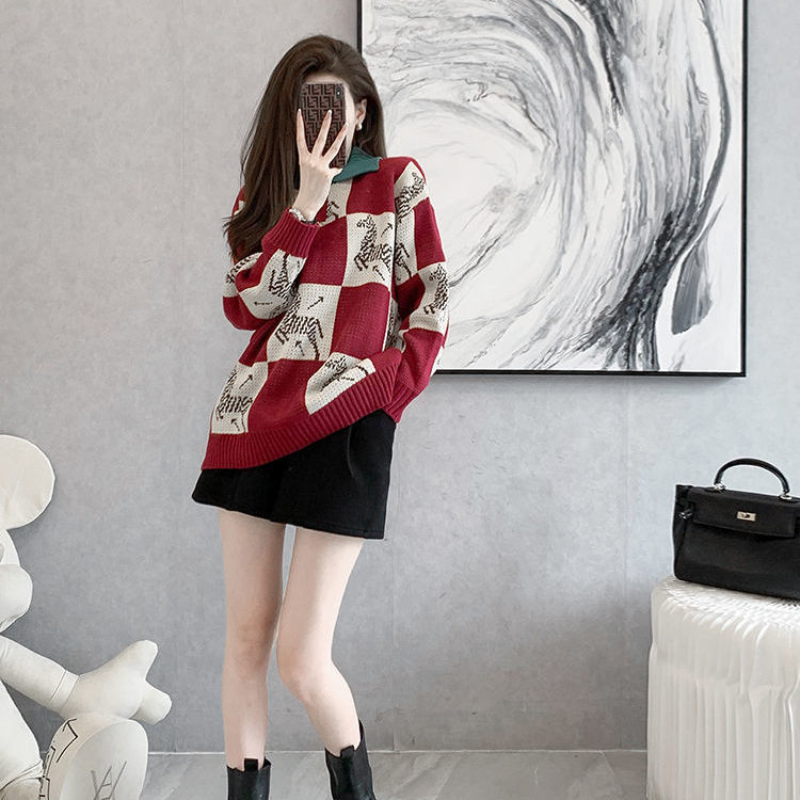 Jersey de manga larga para mujer, suéter de punto informal, abrigo vintage japonés, otoño e invierno, 2023