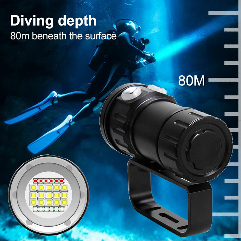 강력한 LED 스쿠버 다이빙 손전등, IPX8 방수 전문 다이버 라이트, 수중 100m 토치 램프 랜턴, 10000LM