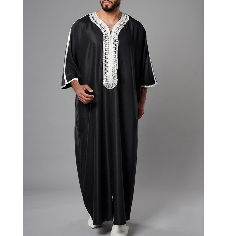 Abaya-Robe Caftan Décontractée pour Homme, Vêtement à la Mode, Tenue Confortable à Manches Courtes, Style Jubba, Dubaï, Turquoise