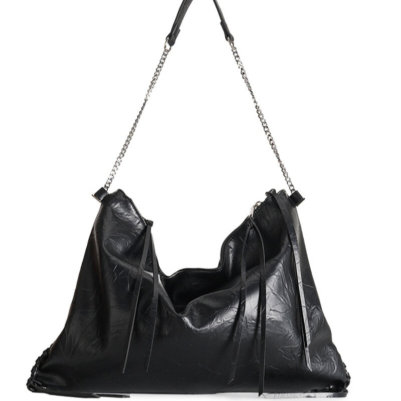 Kazuha gleichen Stil Einkaufstasche schwarz große Kapazität Tasche Mode tasche Ketten tasche modische Umhängetasche