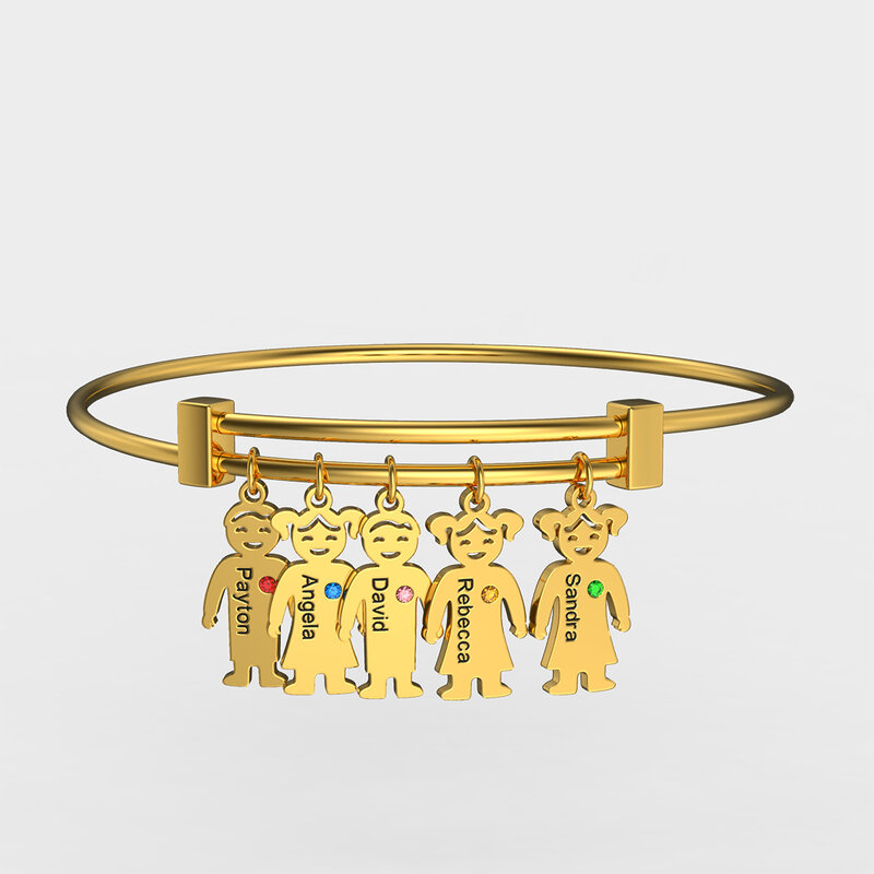 Braccialetto personalizzato con nomi di famiglia braccialetto con ciondoli per bambini carino bracciale in acciaio inossidabile bracciale per la festa della mamma