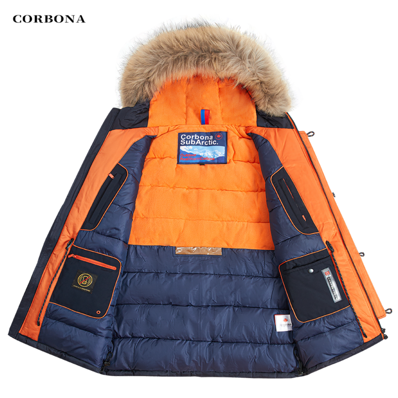 CORBONA-Parka de invierno tipo N3B para hombre, abrigo largo de gran tamaño con capucha de piel Real, chaquetas militares del Ejército, ropa de marca acolchada de lana, 2024