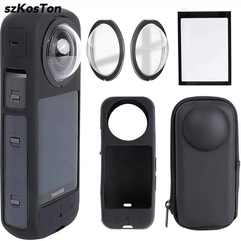 Soft Silicone Capa Protetora para Insta360 X3, Panoramic Camera Lens Cap, Screen Protector, Acessórios para Câmera