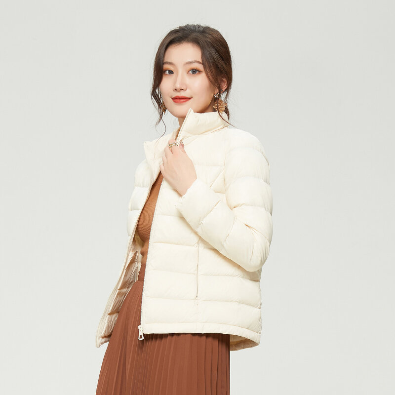 Women Down Jackets 2023 New Arrivals Winter Ultra Lightweight Fashion Short 90% White Duck Down Warm Office Lady Female Coat