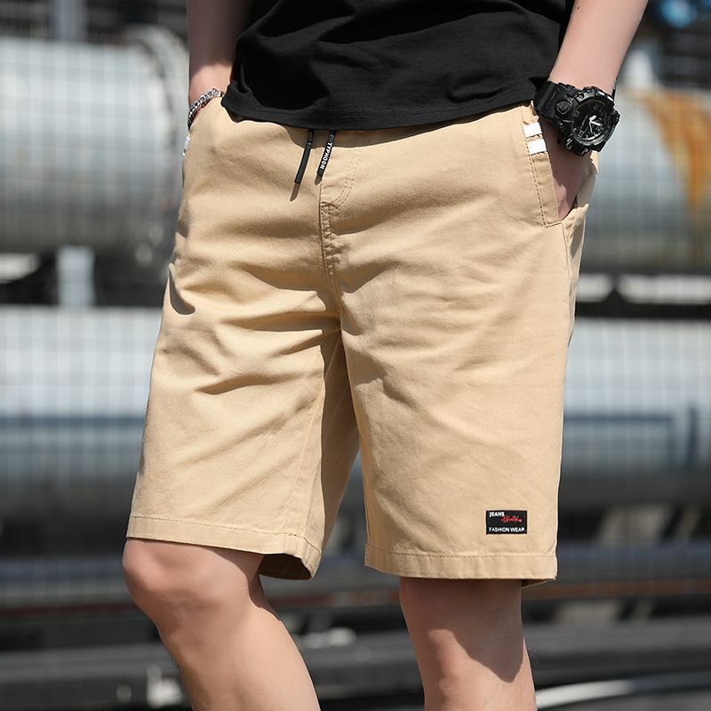 กางเกงขาสั้นผู้ชายแบบลำลองทรงตรงเอวสูง, กางเกงแฟชั่นยืดได้มีกระเป๋าแบบผูกเชือกเสื้อผ้า2024ทรงหลวมเอวสูงเข้ากับทุกชุดในฤดูร้อน