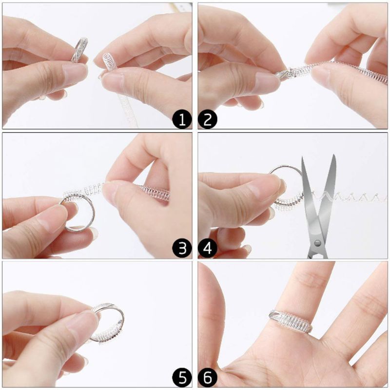 for Creative Clear Ring Adjuster Invisible Transparent Spiral Cord Tension Reducer Adjustable Sizes for Men Women's Ring