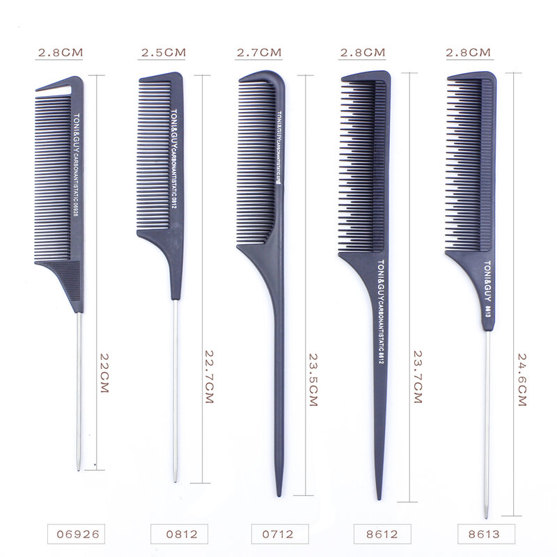Black Fine-tooth Hair Comb Anti-static Rat Tail Dyeing Combs Steel Needle Hair Styling Beauty Tools Barber Shop Accessories 24cm