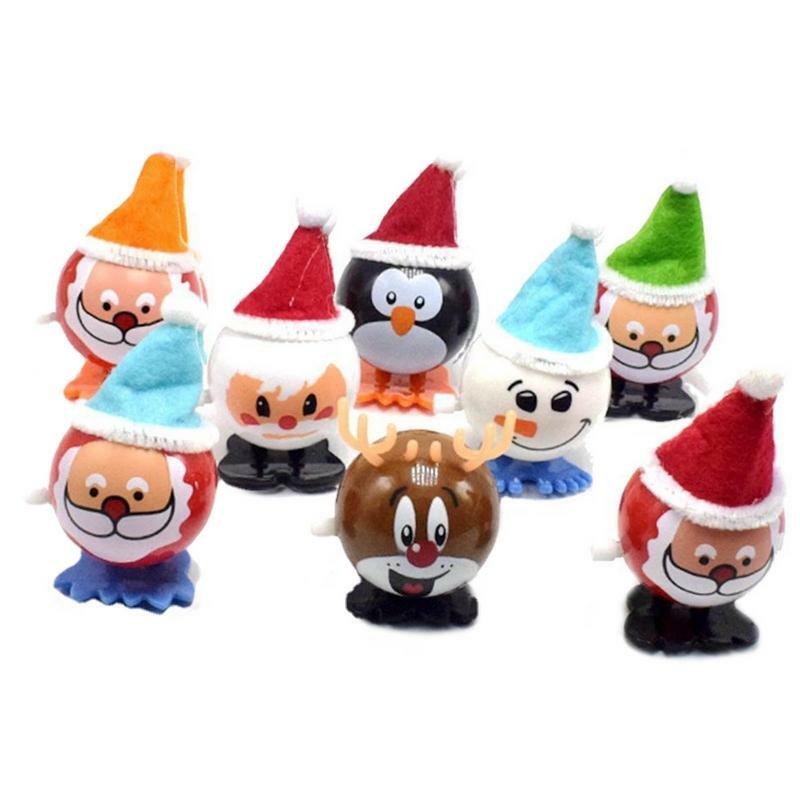 Natale Wind Up Toys calza Stuffers Clockwork pupazzo di neve babbo natale e alce portatile Santas e alce Wind Up calza Stuffer per