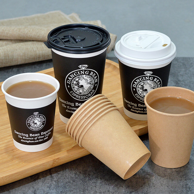 Customized productCustomized Printed Disposable Double Wall Corrugated Hot Drink Paper Coffee Cup Food Grade Paper Customized Lo