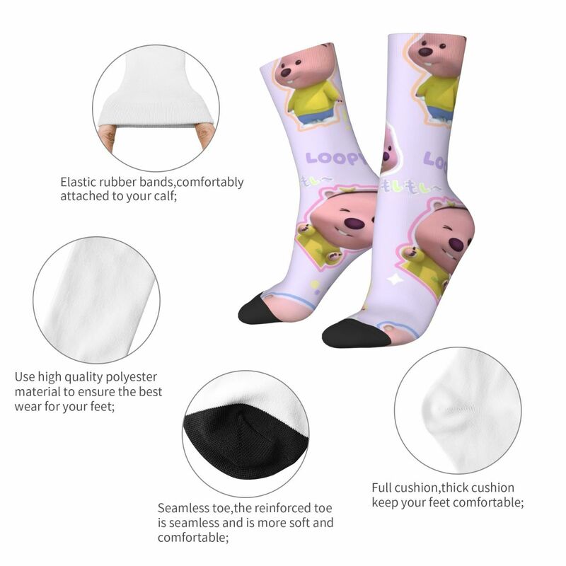 Зимние теплые носки в стиле ретро для мужчин и женщин Kawaii Loopy мультяшный Бобр Симпатичные дышащие спортивные носки