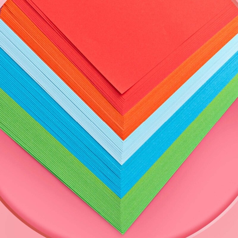 100 Sheets Colorful Paper DIY Square Paper Double-Sided Folding Paper for Kids Development