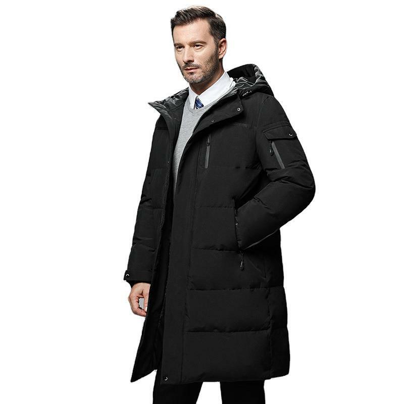 남성용 두꺼운 후드 다운 재킷, 중간 길이, 하이엔드 다운 재킷, 겨울 신상