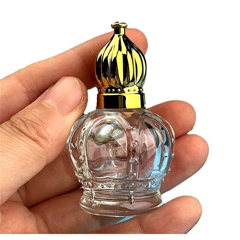 15ml Crown Shape Vintage Perfume Bottles Empty Metal Glass Essential Oil Bottle Embroidery Color Cosmetic Dispenser