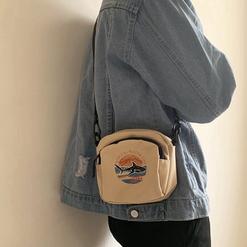 Bolsa de lona para mulheres Mini bolsa de estudante Bolsa para celular Bolsa Mensageiro Simples Bolsa de Ombro Casual, Moda