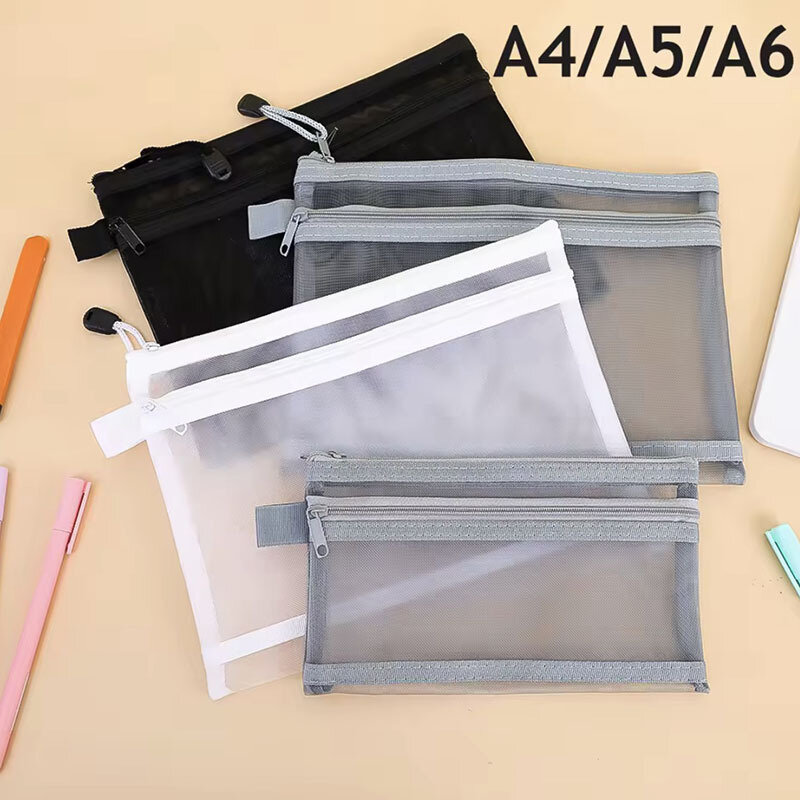 Strong Bearing Capacity Folder Capacity Transparent Document Storage Bag with Zipper Closure Lanyard for Office Supplies