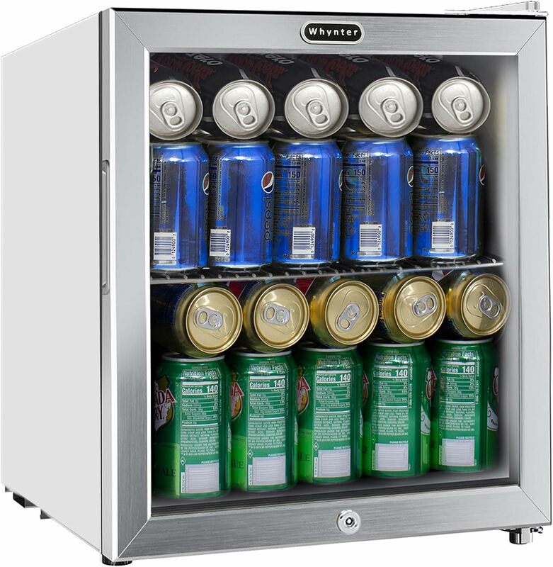Whynter BR-062WS 스테인리스 스틸 음료 냉장고, 잠금 장치, 흰색 62 캔