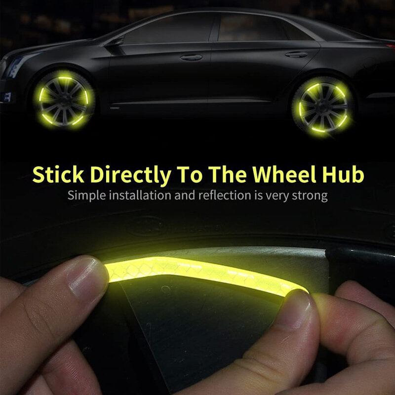 20PC Car Wheel Hub adesivo riflettente arcobaleno fluorescenza striscia luminosa nastro auto moto decalcomanie notte guida sicurezza