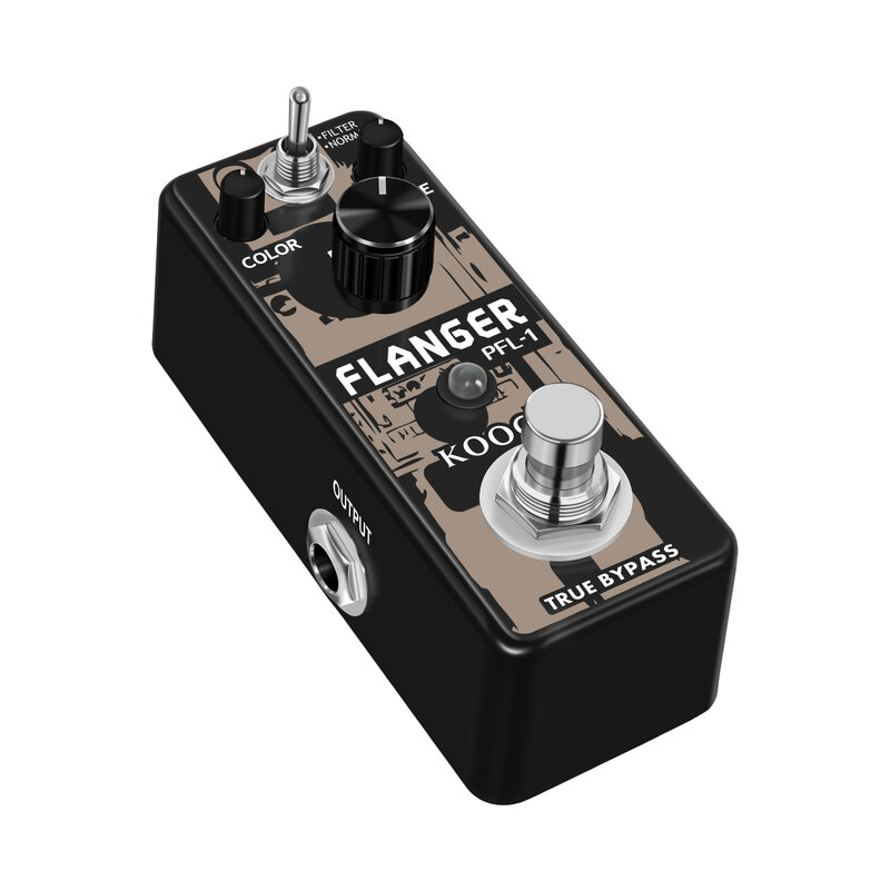 Koogo-Pedal de guitarra analógico LEF-312, sonido metálico clásico, 2 modos, efectos de Flanger con True Bypass