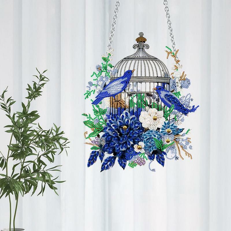 Kit seni berlian imitasi DIY Kit lukisan bunga kandang burung Dekorasi Rumah Musim Semi mosaik stiker kerajinan gantung ornamen perlengkapan kerajinan untuk