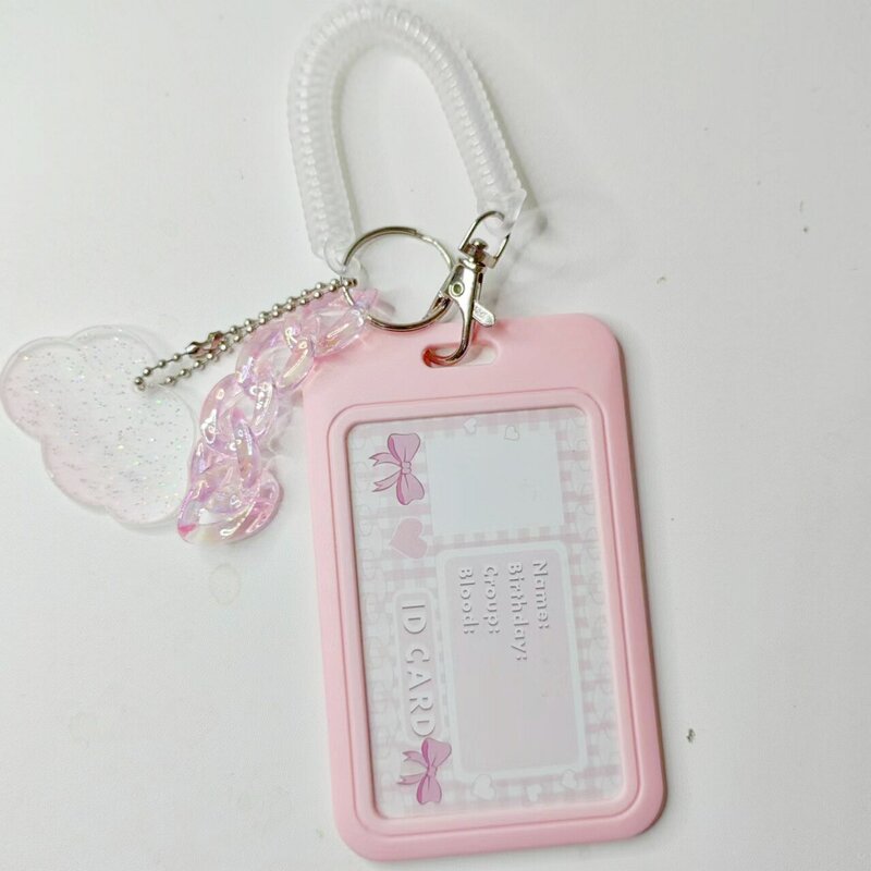 11cm Vertical High Value Card Holder Flash Pink Love Clouds Gradient Coo Card Keychain Bus Student ID Card Holder