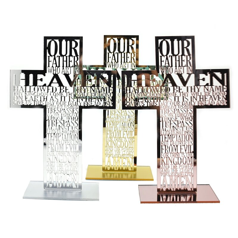 Thánh giá acrylic rỗng cho cây thánh giá có chân đế Chúa Giêsu Kitô Công giáo Bàn điêu khắc