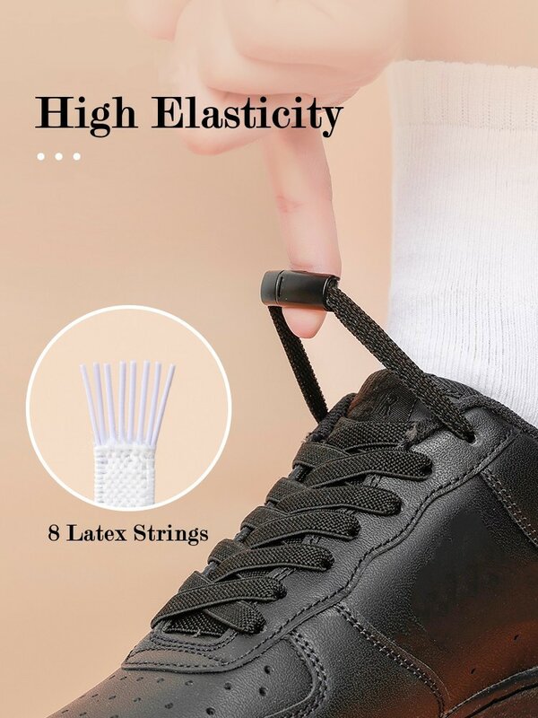 1Pair Flat Elastic Shoelaces for Sneakers AF1/AJ Magnetic No Tie Shoelace Kids Adult Quick Lace Lazy Sport Rubber Shoestrings