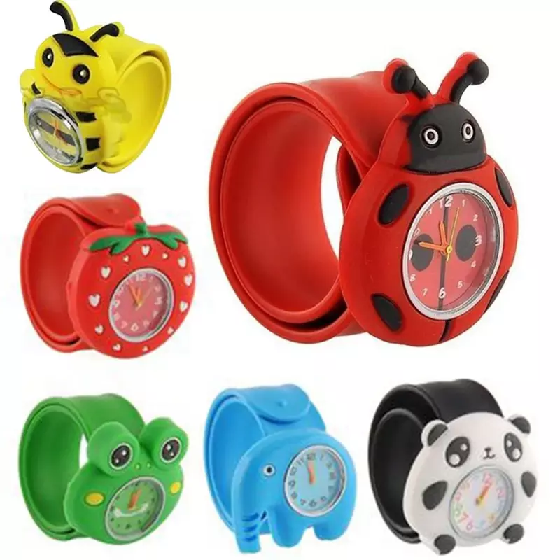 Bajkowy zegarek dla dzieci śliczne zwierzęce owoce dla dzieci silikonowy Patted Watch Girl Boy ulubiona zabawka kwarcowy zegarek świąteczny prezent urodzinowy