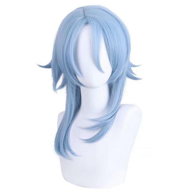Парик Genshin Impact Kamisato Ayato, Синтетические длинные прямые волосы синего цвета для косплея, термостойкий парик для реальных игр