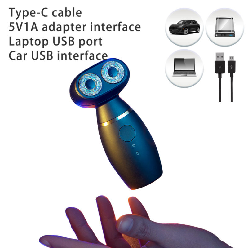 UICINOY-Mini Afeitadora eléctrica pequeña para hombre, afeitadora portátil a prueba de agua, carga USB, cabezal de corte doble giratorio, IPX7, lavado de cuerpo completo
