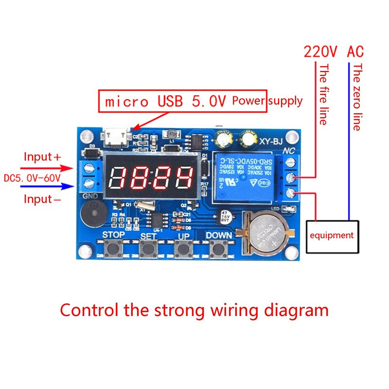 Real Time Timer Relay Module Timing Delay Switch DC 5V Control Clock Synchronization Multiple Mode Control