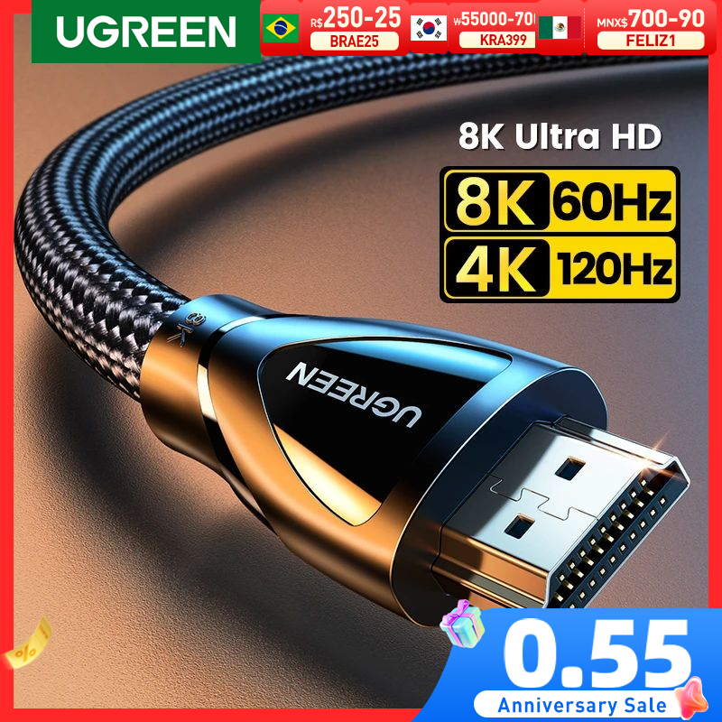 Ugreen – câble HDMI 2.1 8K/60Hz, 4K/120Hz, séparateur pour Xbox série X, Xiaomi Mi Box PS5 HDR10 + 48Gbps, HDMI 2.1
