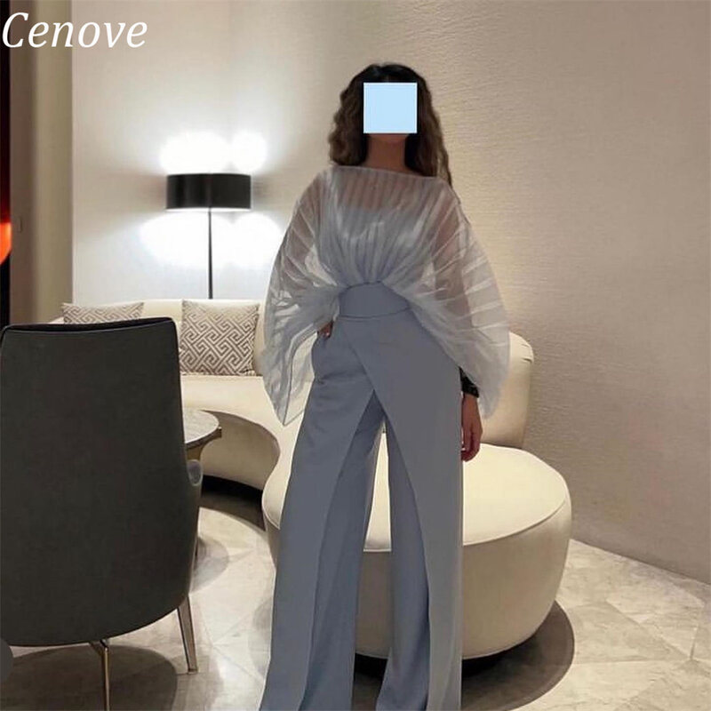 Cenove a-line Long Pantsuit paillettes abito da sera formale elegante Prom Blue o-collo nuovi abiti da festa per le donne 2023