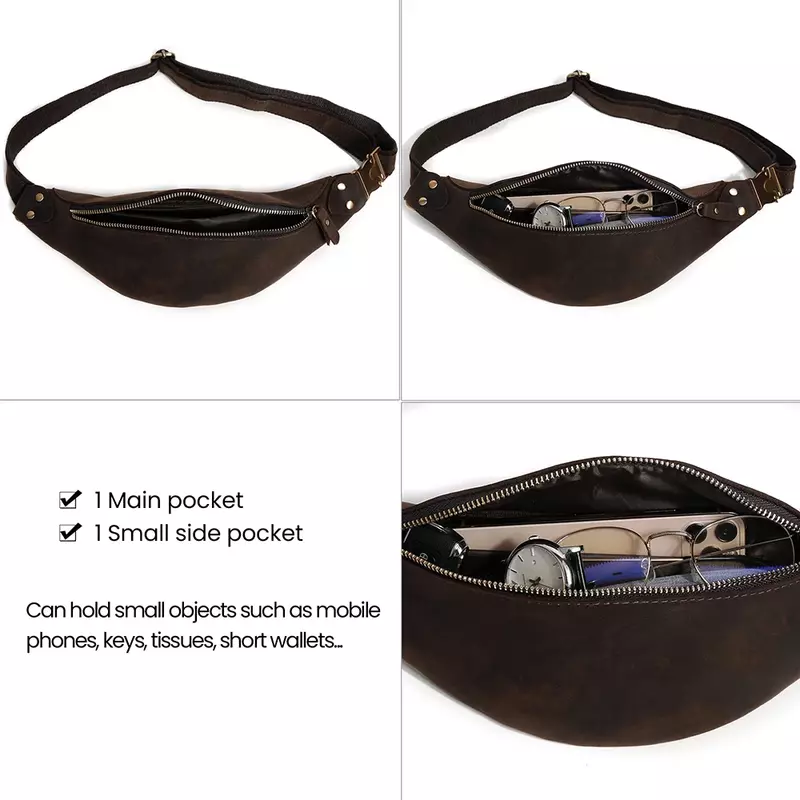 Men Waist Pack Genuine Cow Leather Fanny Packs for Men Vintage Phone Case Pouch Travel Male Chest Bag Crossed Men's Bags