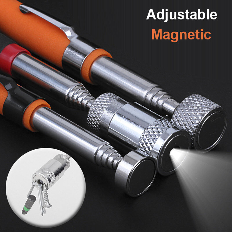 Pena Magnet Teleskopik dengan Alat Pemungut Magnet Portabel Mini Ringan Tongkat Pemetik Dapat Diperpanjang untuk Memungut Sekrup Baut Mur