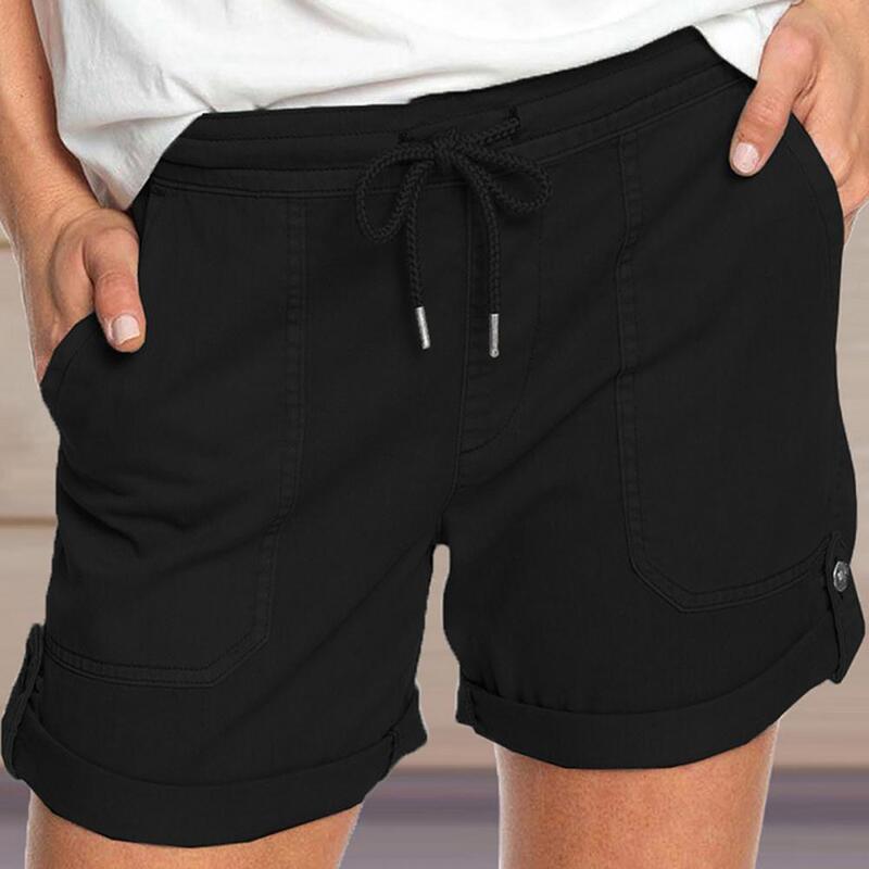 Casual Hot Pants Drawstring Women  Women Shorts Solid Color Pockets Shorts   for Travel  Shorts