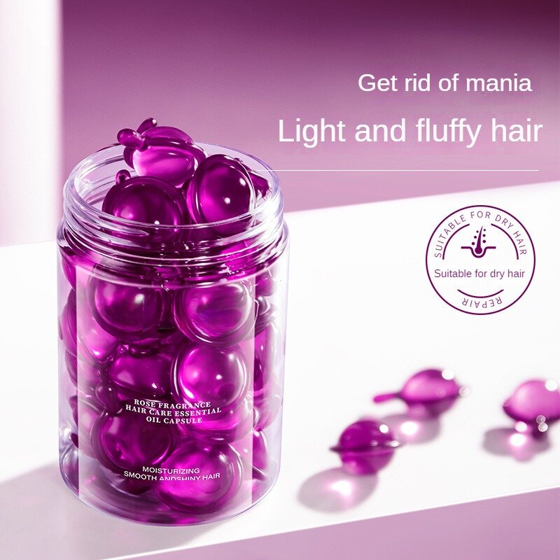 30 pz capsule di olio essenziale di rosa capelli secchi elastici cheratina pianta olio complesso secco capelli danneggiati riparazione essenza di riparazione dei capelli femminili