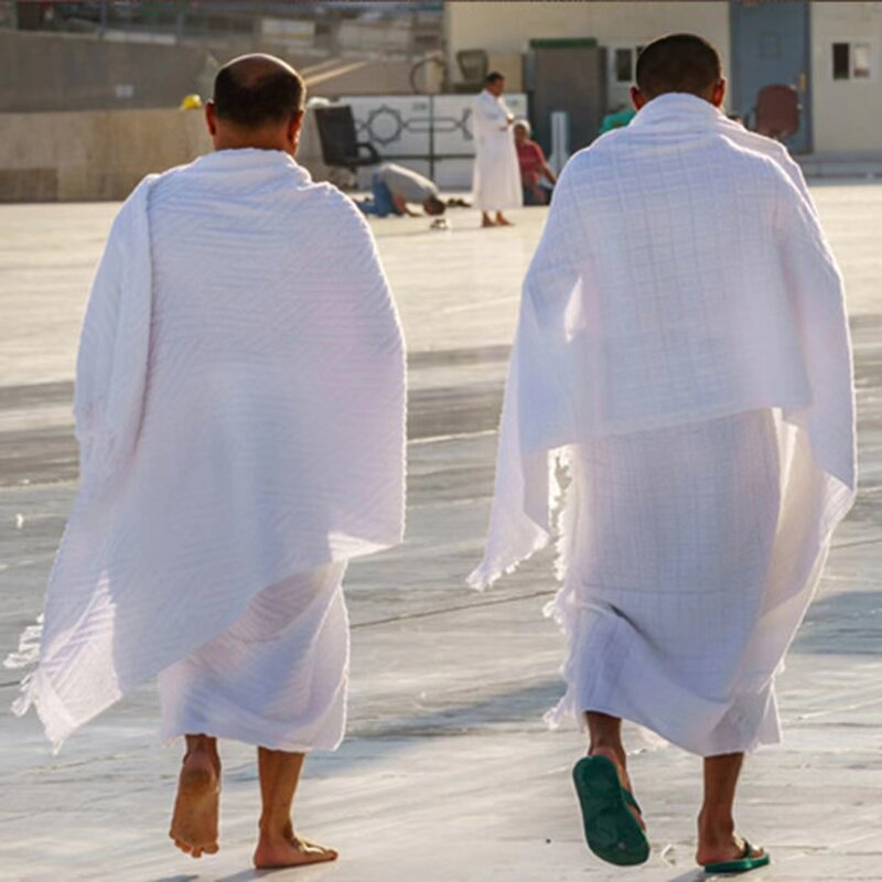 Conjunto de toalha Ihram Ehram Ahram para Hajj e homens islâmicos, toalhas guarda-chuva, roupas brancas puras, 2 peças