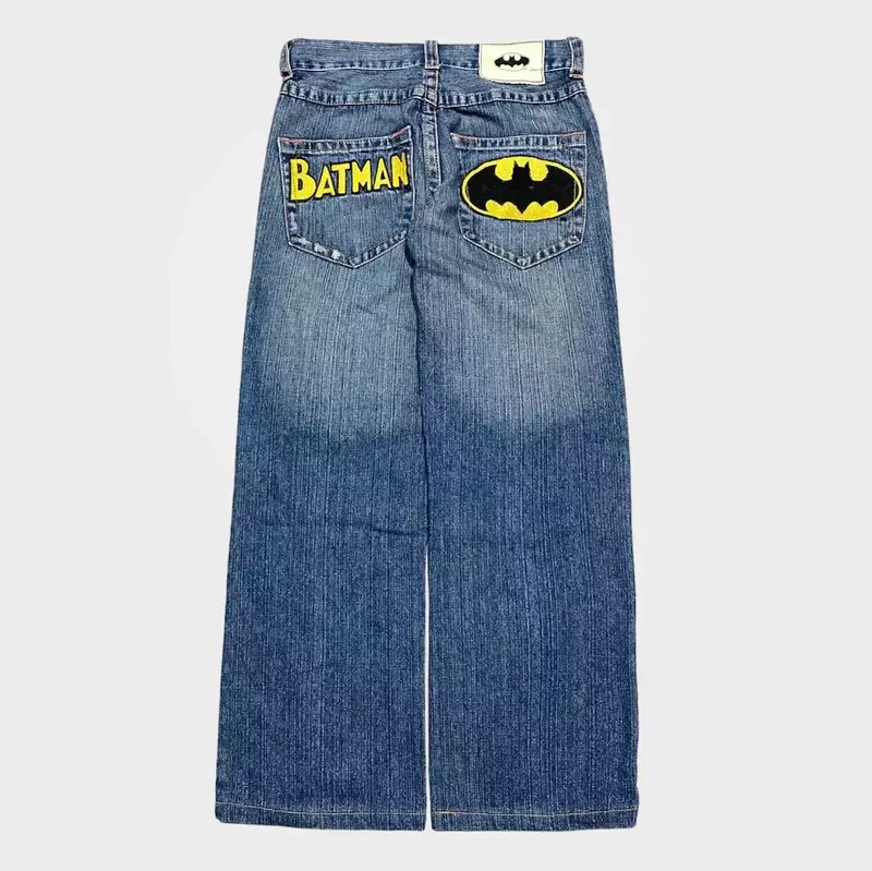 2024 nowy dżinsy damski Y2K nadruk wzór w napisy Retro Hip-hopowy Joker Joker luźna para proste spodnie jeansowe Joker