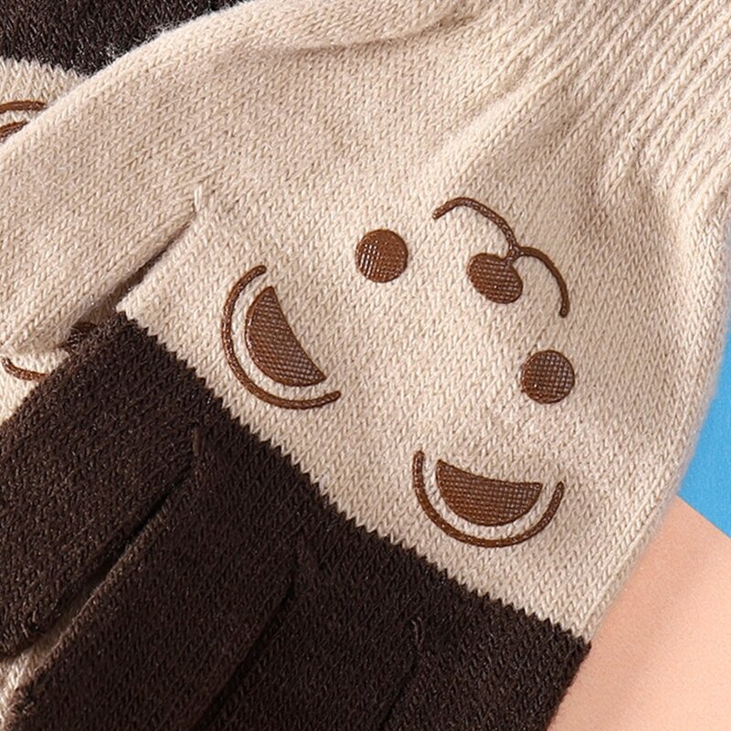 Мультяшные детские перчатки, зимние вязаные теплые детские перчатки для малышей, уличные ветрозащитные оплачивающие рукавицы для защиты рук для детей